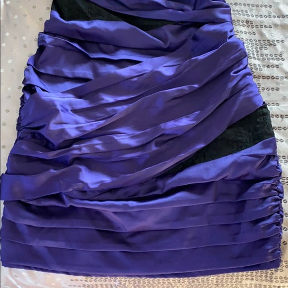 Express Gorgeous Purple Ruched Dress w/Lace Panels - Picture 3 of 9